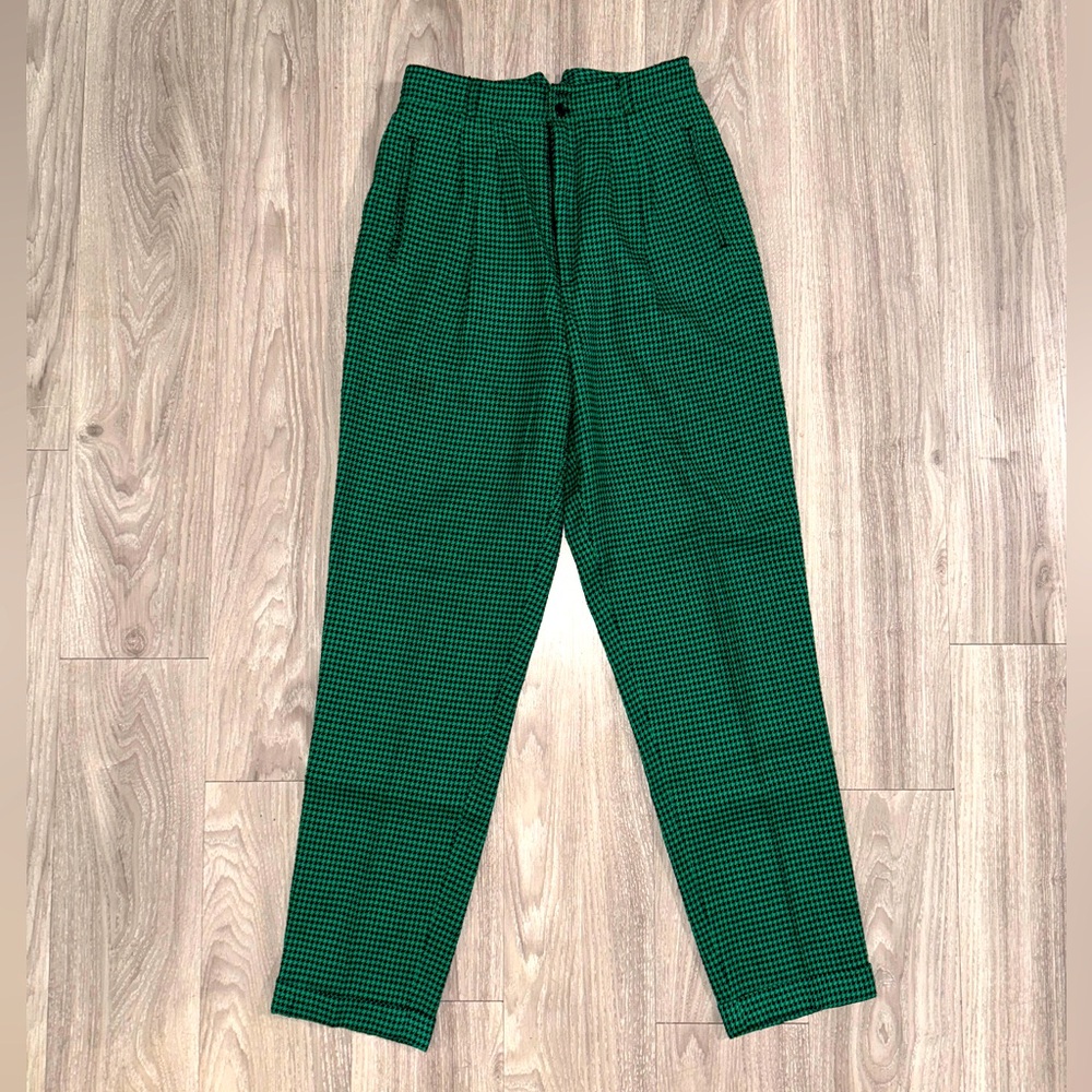 VINTAGE 80s 90s houndstooth high waist trousers